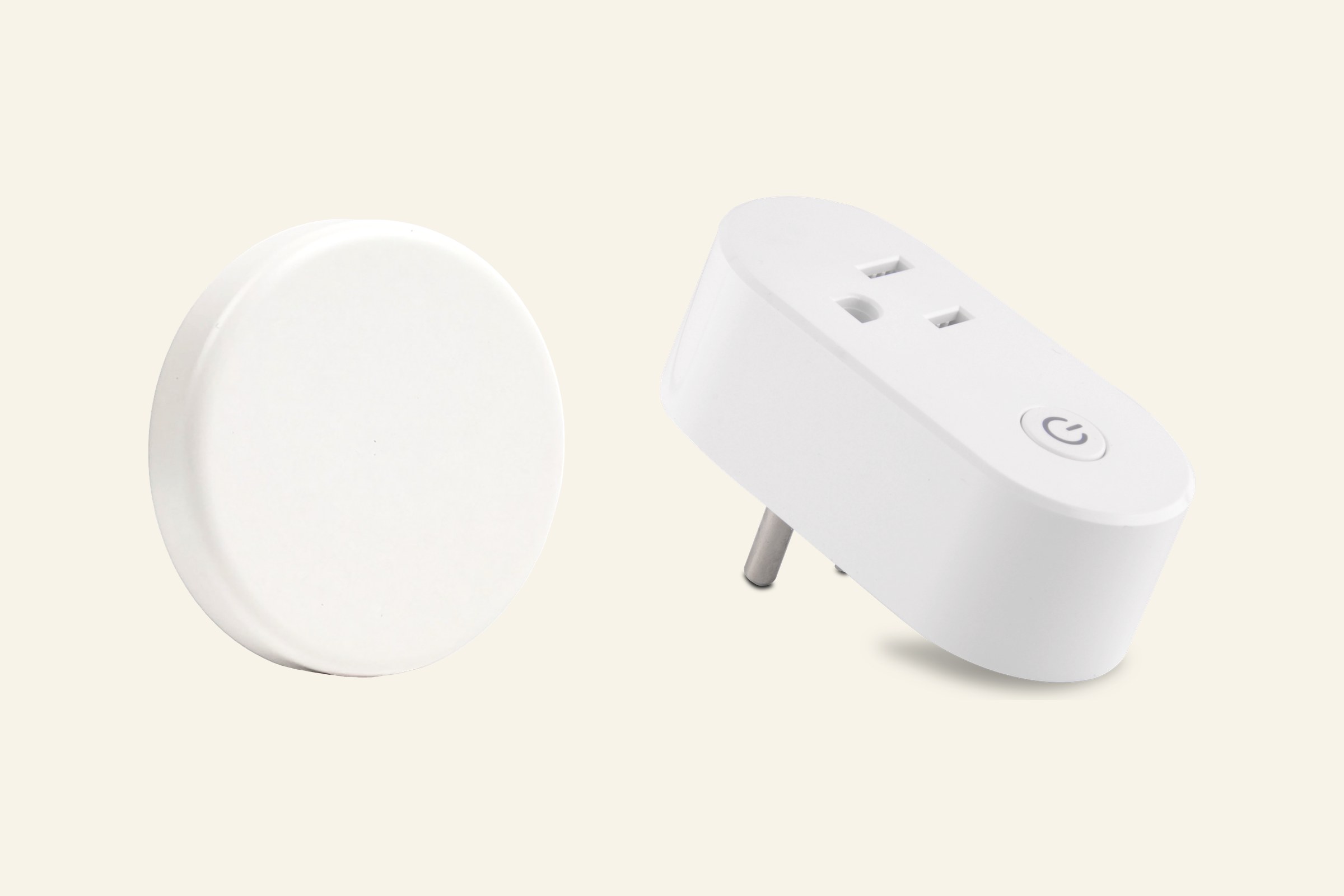 The WiFiCurfew kit: the bedside button and the plug-through receiver that controls your router
